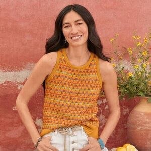 Sundance Anthropologie Kitts Sweater Tank Yellow Orange Size M